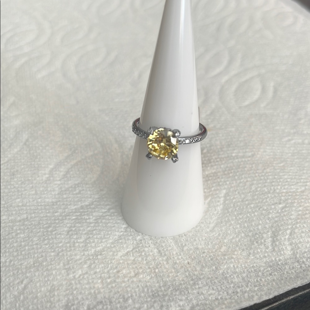 Wishing You Happiness Lemon Cubic Zirconia on Hematite plating
